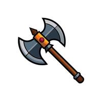 an axe with a wooden handle with flat illustration style vector