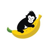 gorilla sleeping on banana simple vector