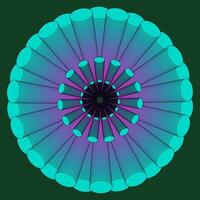Abstract round fantasy pattern in blue on green background vector