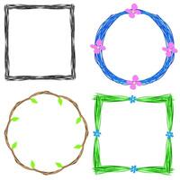 Set of four original multi-colored frames of different shapes on a white background vector