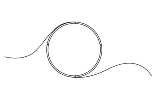 single line art drawing of round frame vector