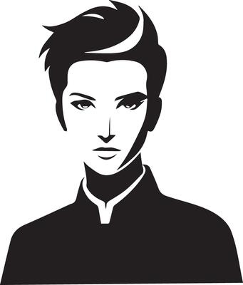 A stylish silhouette illustration of a smart human cameo