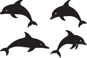 A silhouette illustration of a dolphin fish, featuring its sleek body and streamlined shape, symbolizing speed and agility in the ocean. vector