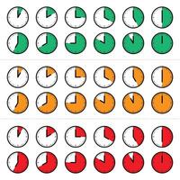 Clock icon with parts of day hour set, Colored stopwatch signs, Countdown timer symbols vector
