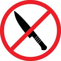 No Knife icon, Sharp Objects Allowed Sign. Restriction Icon. red circle. illustration vector