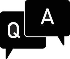 questions and answers icon. two black shape, isolated on white backgrond vector