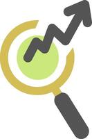 SEO search engine optimization minimal flat logo with magnifying glass, arrow symbol. multi color design. vector