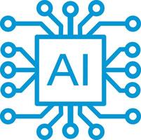 AI Processor icon for websites and mobile minimalistic flat blue design. Mini AI CPU icon in flat style. Mobile AI CPU. EPS 10 vector