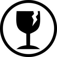 Fragile black circle Icon. Perfect for attaching to boxes containing breakable items. vector
