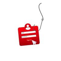 Phishing concept with hook and login form symbolizing cybersecurity threats vector