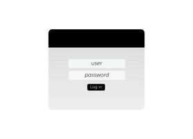 Simple user login interface with username and password input fields and log in button vector