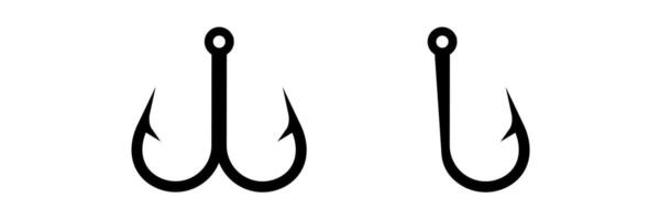 Simple black fishing hooks with single and double hooks design for angling enthusiasts vector
