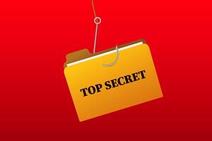 Yellow folder with red hook displaying a top secret message vector
