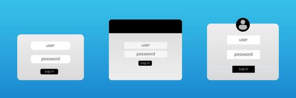 Multiple login interface designs with user input and password fields vector