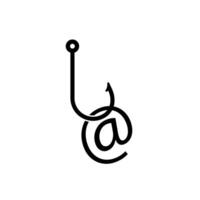 Simple black hook with creative typography showing a musical note design and loop vector