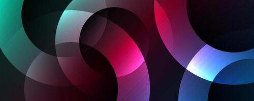 3D colorful geometric abstract background overlap layer on dark space with circles effect decoration. Modern graphic design element cutout style concept for web banner, flyer, card, or brochure cover vector