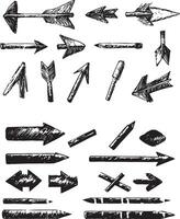 Set of charcoal arrows on white background vector