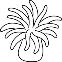 Silhouette of Sea Anemone with Flowing Tentacles vector