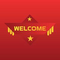 Luxary Welcome lettering sign in modern shape lettering on red gradient background vector