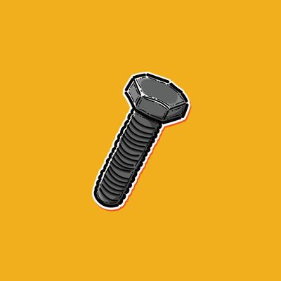 An artistic representation of a black metal bolt against a striking yellow background, offering a modern and industrial aesthetic.