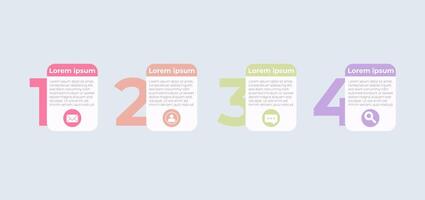 Infographic template with four steps and four icons vector
