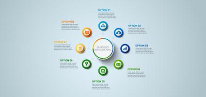 Infographic design with different icons on a gray background vector