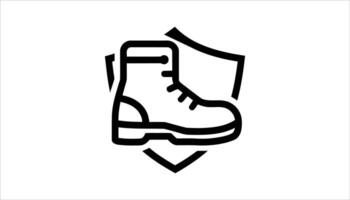 Safety Boot Icon with Shield Design for Protection. vector