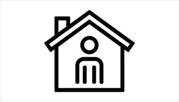 Simple House with Person Icon Design. vector