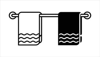 Towel Rack with Two Towels. vector