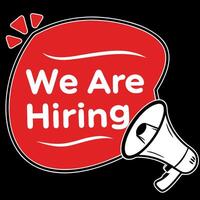 We are hiring logo with a white megaphone vector