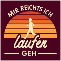 German -I'm Going Running- Retro Sunset Tee - Funny Runner Design vector