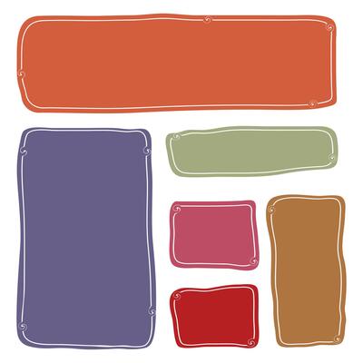 Colorful bright collection of rectangular designs hand drawn with brush.