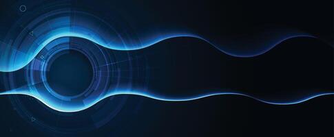 abstract blue wave background with a circle vector