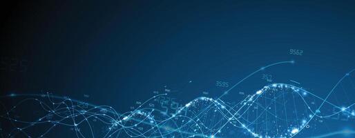 dna technology background with blue lines and dots vector