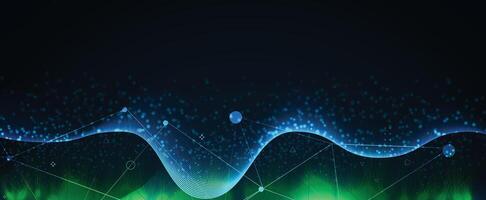 abstract background with green and blue waves vector