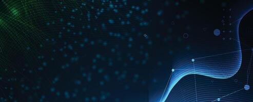 Abstract technology background. Wave of particles artificial neural network vector