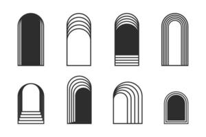 Minimalist decorative aesthetic arch frame, linear design elements in art deco style. Linear geometric shape vector