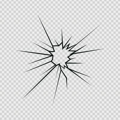 Crack shot in glass, silhouette linear crack breaks, broken glass or ice, abstract patterns