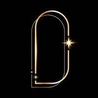Star glare golden arch geometric frame, golden minimalist y2k frame vector
