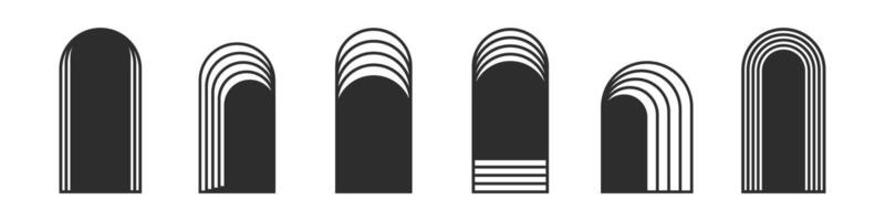 Minimalist decorative aesthetic arch frame, linear design elements in art deco style vector