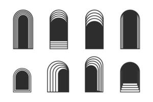 Minimalist decorative aesthetic arch frame, linear design elements in art deco style. Linear shapes vector