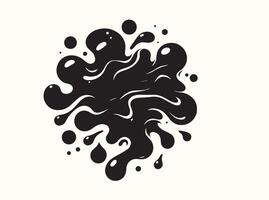 Abstract Liquid Black Irregular Blotch Shape on White vector