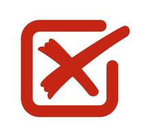 Red Cross in a Square. Symbol of Error, Rejection, or Wrong Choice. Graphic Icon. Suitable for UI UX Design, Web Applications, Interfaces, and Business Documents, diaries and planners vector
