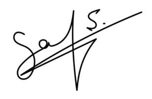Stylish Black Signature. Fake autograph samples. Elegant Handwritten Autograph, Digital Ink Signature, Isolated on Transparent Background for examples of documents, certificates and contracts vector