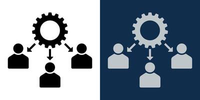 Teamwork and Workflow Icon. Gear Symbol with Connected People, Business Process, Management, Collaboration, Productivity, Corporate Structure, Human Resources, assistant personnel manager vector