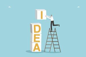 Man stacking cubes idea vector