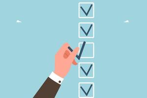 Hand puts check mark in icon vector