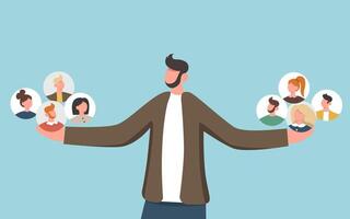 Man assigns work groups vector