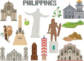 Set of Philippines landmarks architecture vector