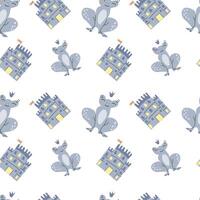 Princess theme pattern with frog and castle for childrens design vector